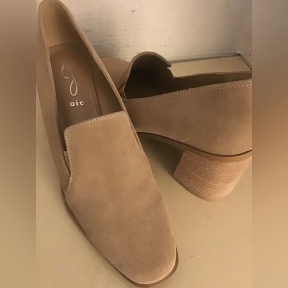 Joie women beige suede loafer heel Wevently shoes US 9 Euro 40 - Picture 2 of 9